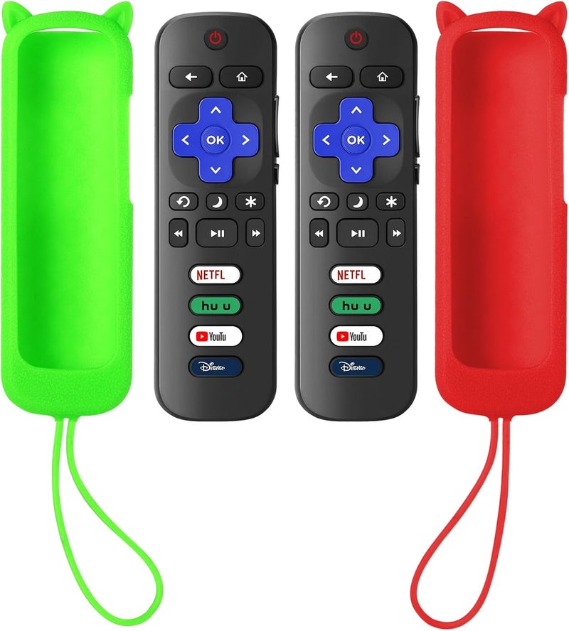 SOTATOO (عبوة من 2) جهاز تحكم بديل لتلفاز Roku مع غلاف واقي ناعم (يتوهج في الظلام) ، جهاز تحكم عالمي لتلفازات TCL Roku/Hisense Roku/Onn Roku/Sharp Roku/Element Roku/Philips Roku الذكية - Image 1